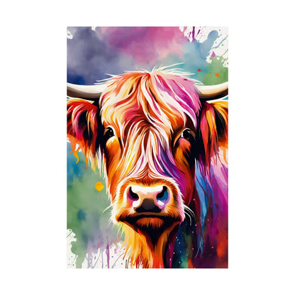 Multicolored Highland Cow 03 Matte Vertical Poster