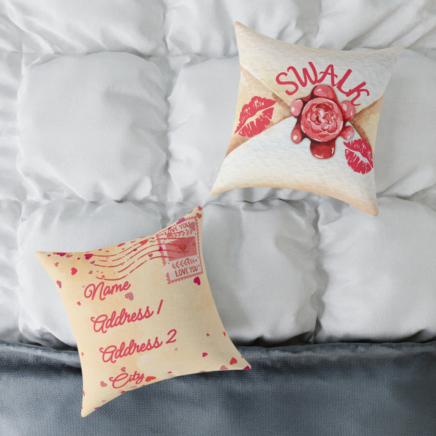 Personalized Valentines Letter Poly Pillow