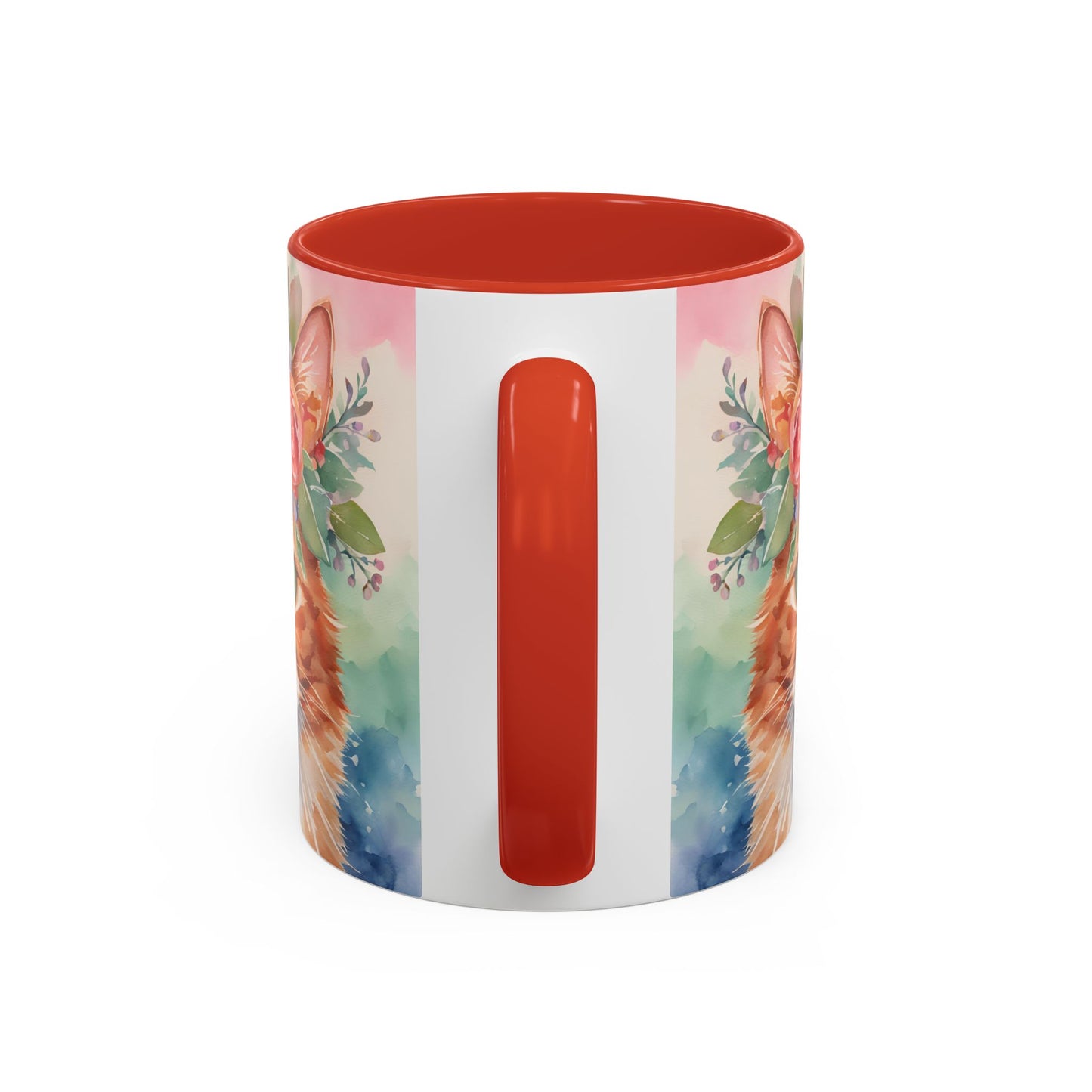 Floral Ginger Cat 01 Accent Coffee Mug - 11oz Perfect for Cat Lovers & Gifts