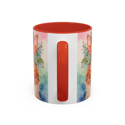 Floral Ginger Cat 01 Accent Coffee Mug - 11oz Perfect for Cat Lovers & Gifts