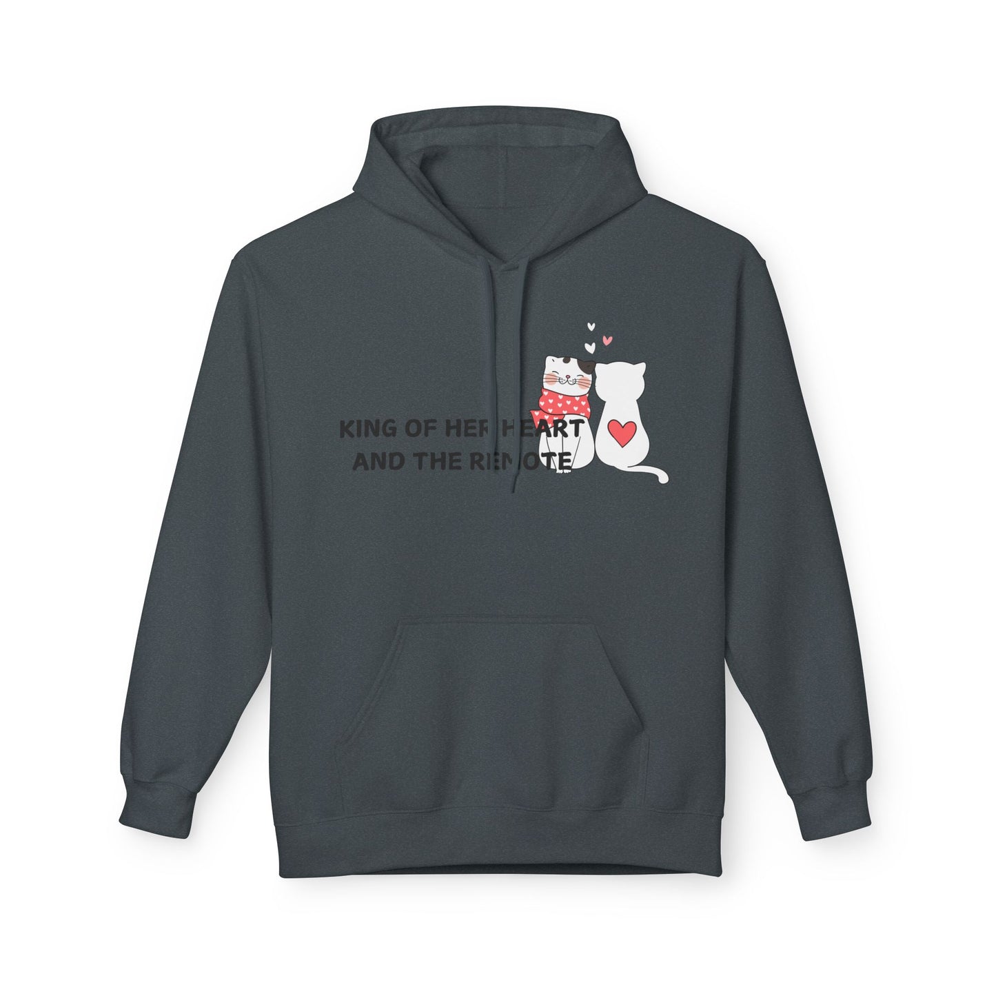 King Of Her Heart And The Remote Mens Valentines Hoodie
