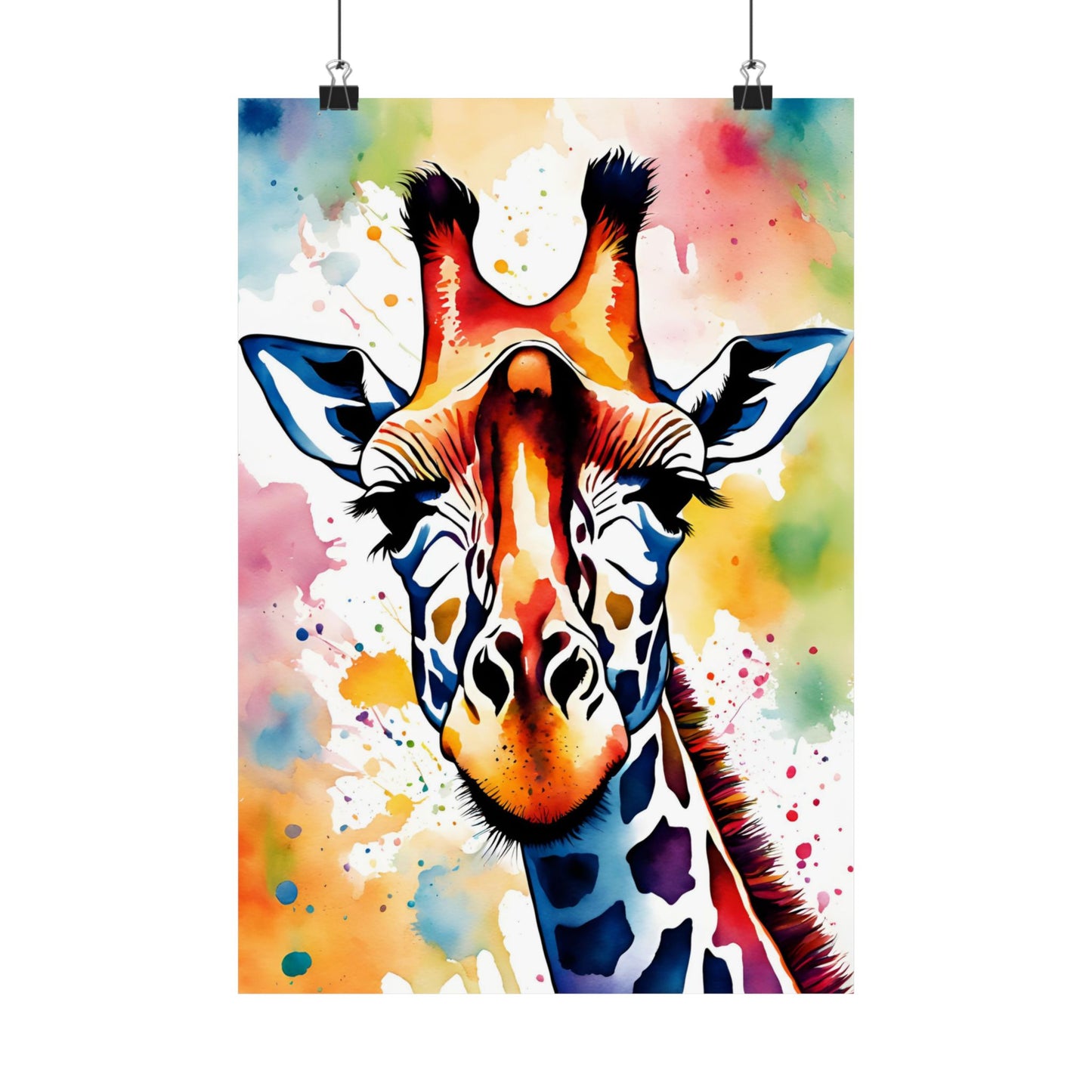 Multicolored Giraffe 04 Matte Vertical Poster