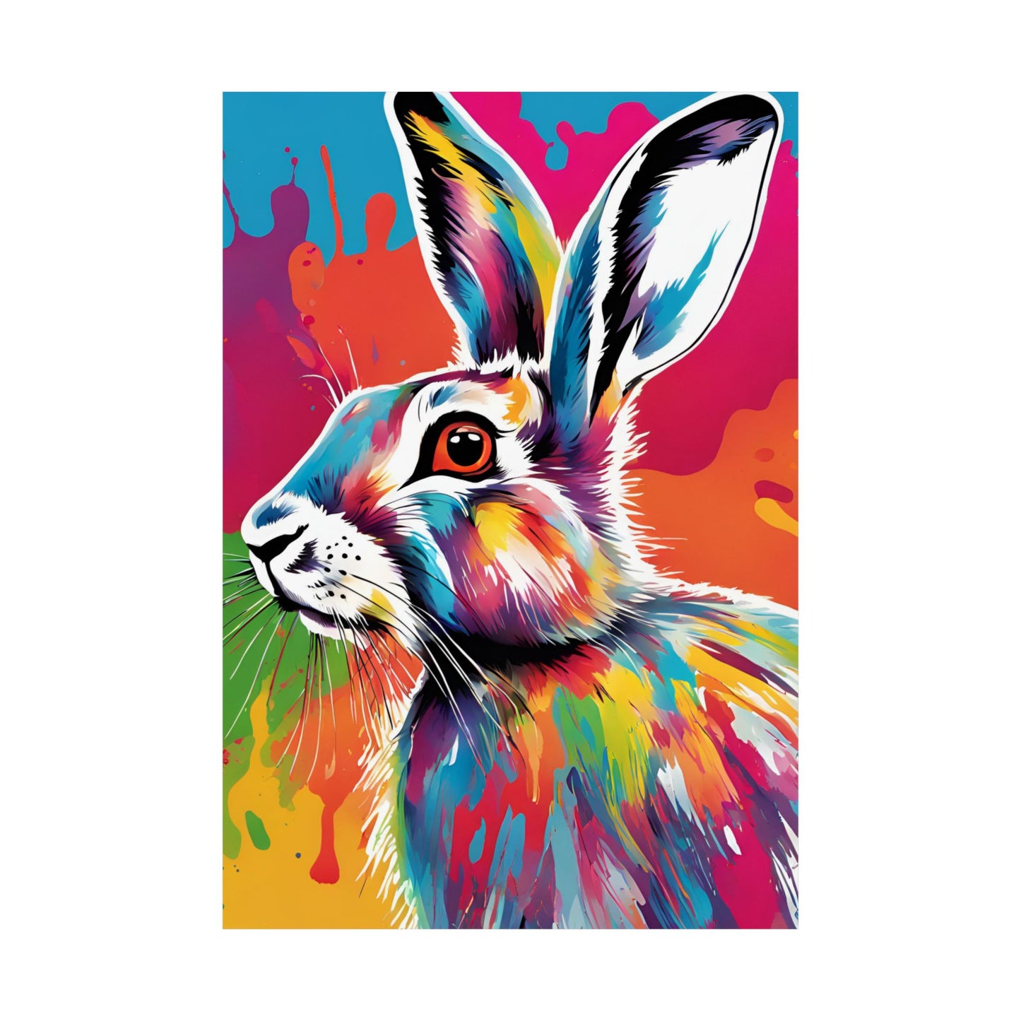 Multicolored Hare 4 Matte Vertical Poster