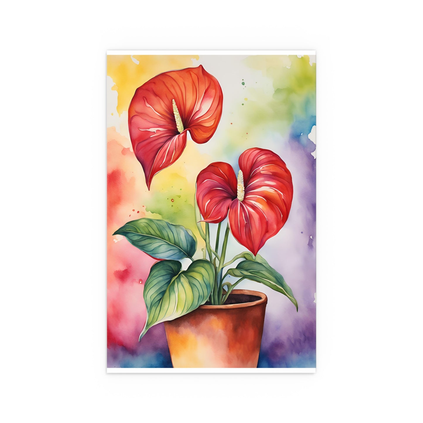Multicolored Pot Plant 5 Indoor and Outdoor Silk Poster