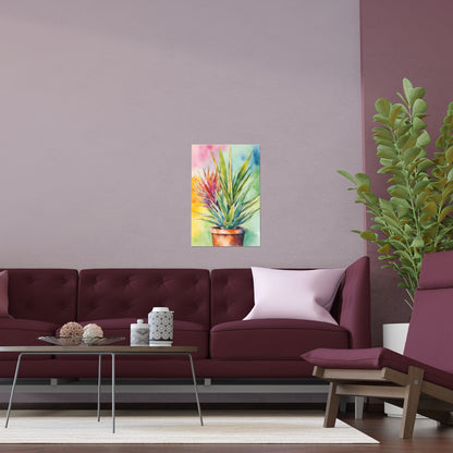 Multicolored Pot Plant 3 Indoor and Outdoor Silk Poster