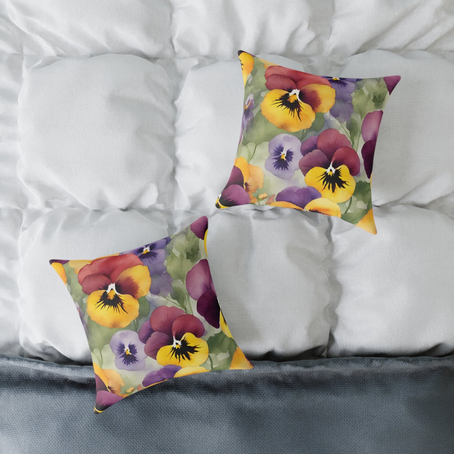 Pansies 03 Poly Pillow - Natures Beauty Design