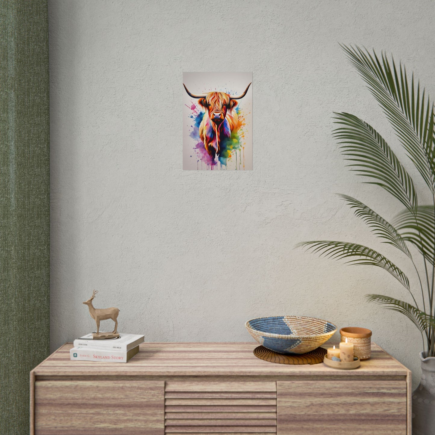 Multicolored Highland Cow 01 Matte Vertical Poster