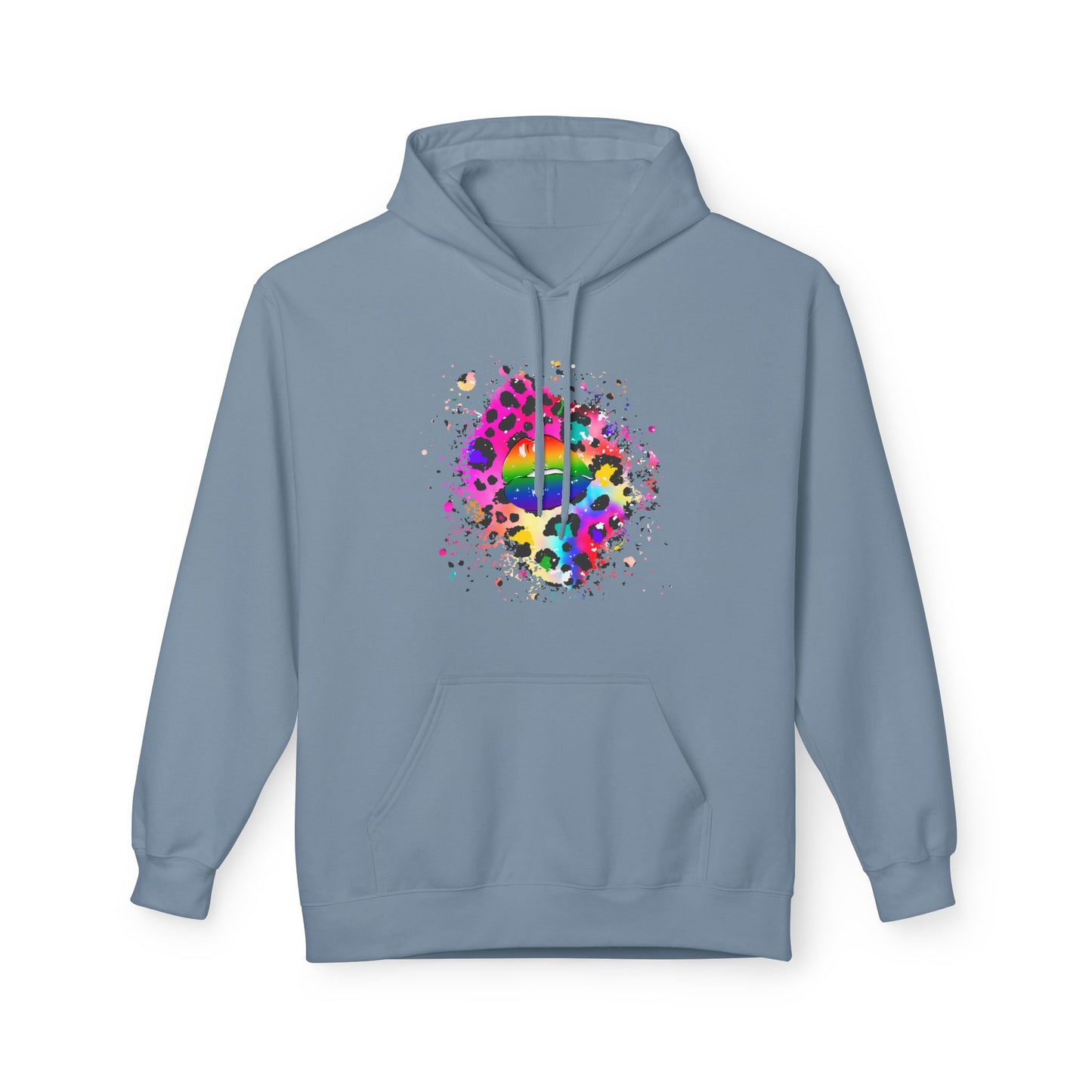 Multicolored Splash Cheetah Lips Unisex Valentines Hoodie