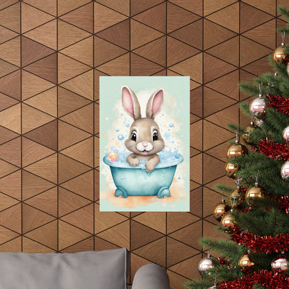 Nursery Bunny in the Bath 4 Matte Vertical Posters