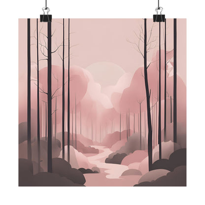 Lonely Forest Pink 14 Matte Square Posters