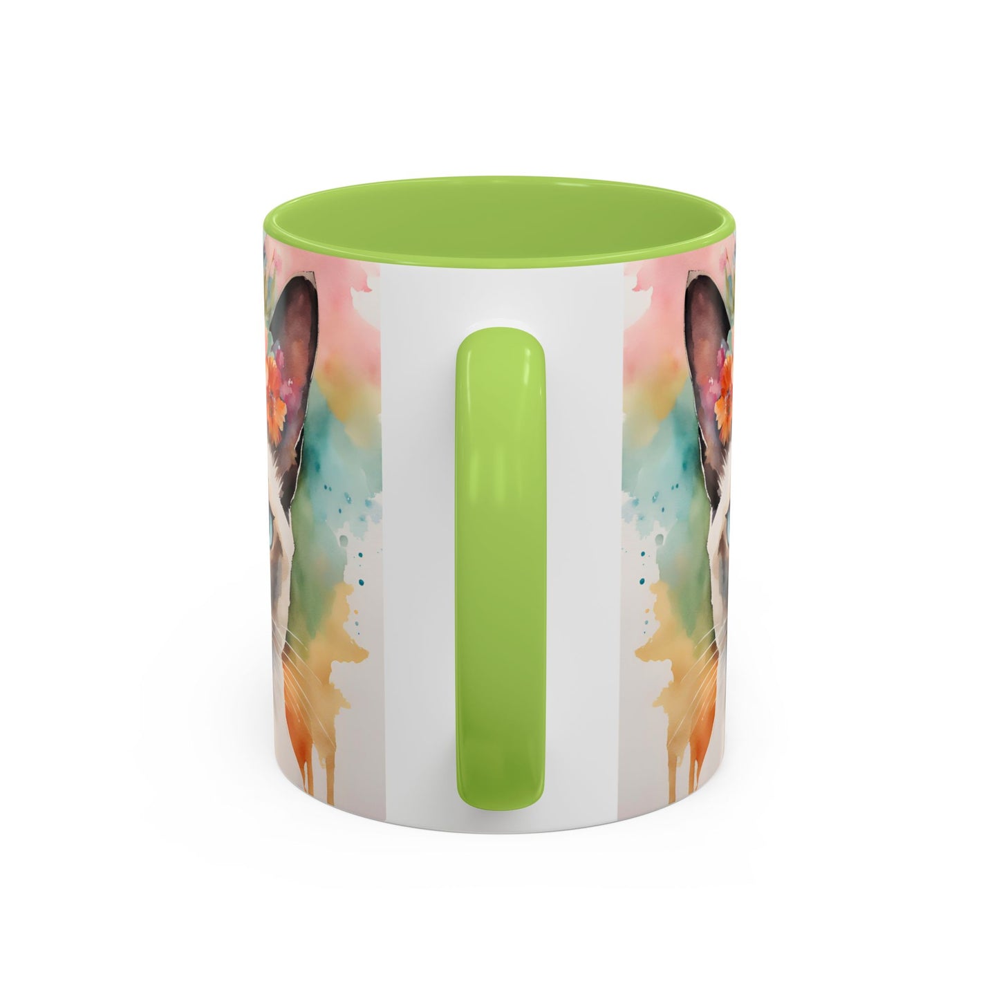 Floral Siamese Cat 02 Accent Coffee Mug - 11oz Perfect for Cat Lovers & Gifts