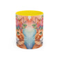 Floral Ginger Cat 01 Accent Coffee Mug - 11oz Perfect for Cat Lovers & Gifts