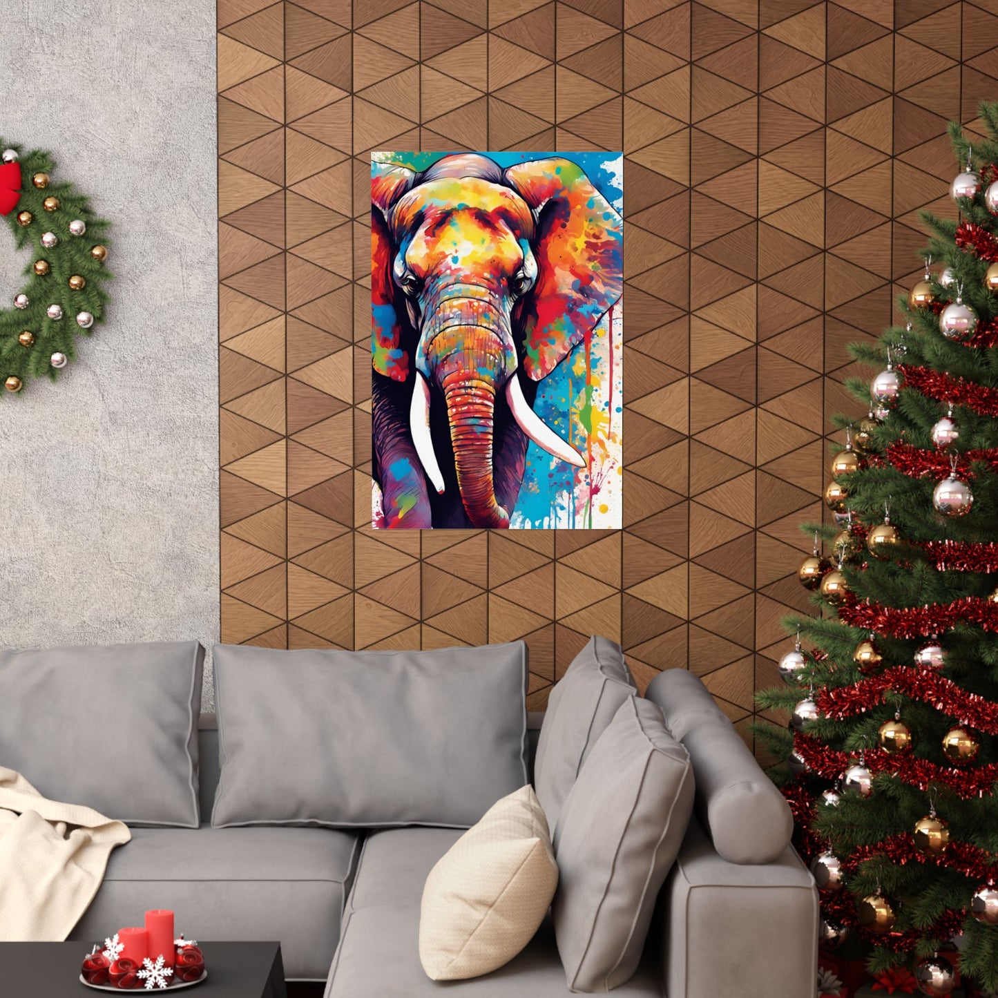 Multicolored Elephant 1 Matte Vertical Poster