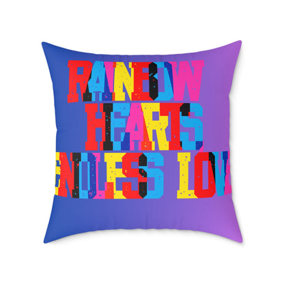 Rainbow Hearts Endless Love Poly Pillow