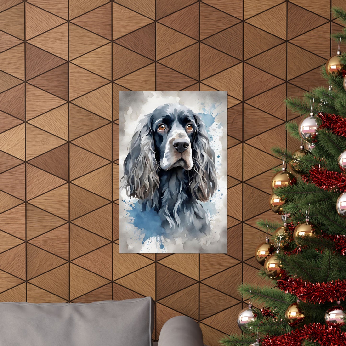 Dogs Barney Blue Roan Cocker Spaniel 03 Matte Vertical Poster