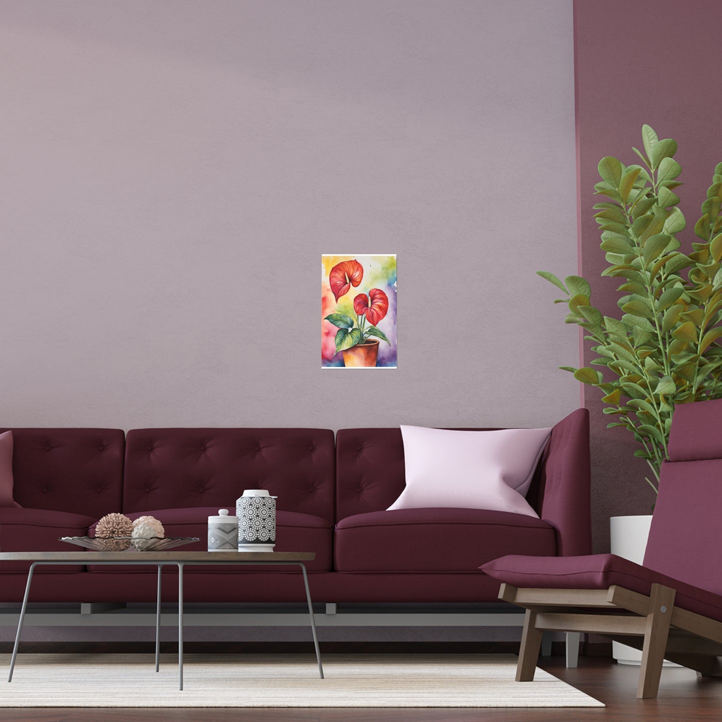 Multicolored Pot Plant 5 Indoor and Outdoor Silk Poster