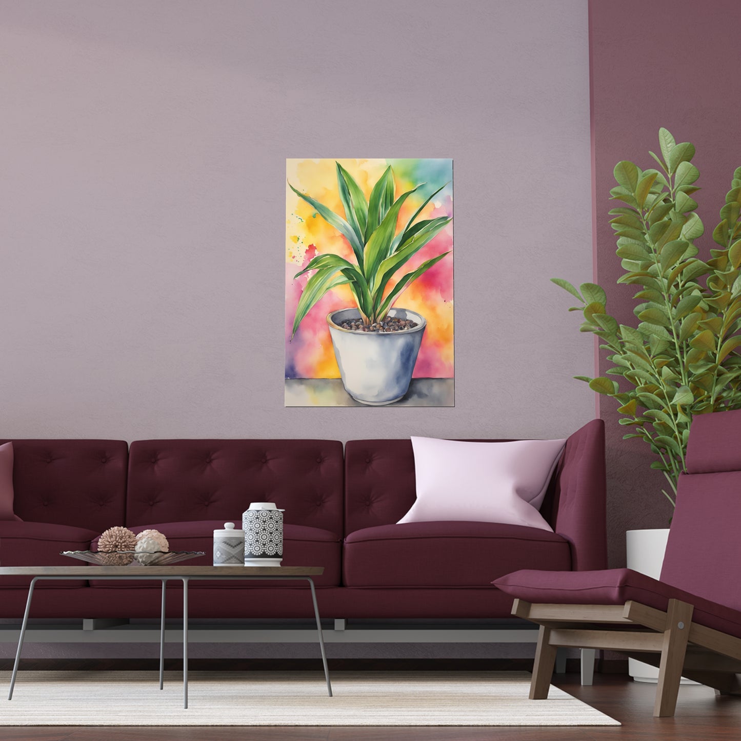 Multicolored Pot Plant 1 Indoor and Outdoor Silk Poster