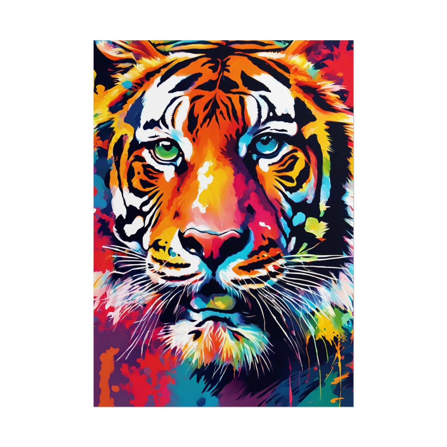 Multicolored Tiger 4 Matte Vertical Poster