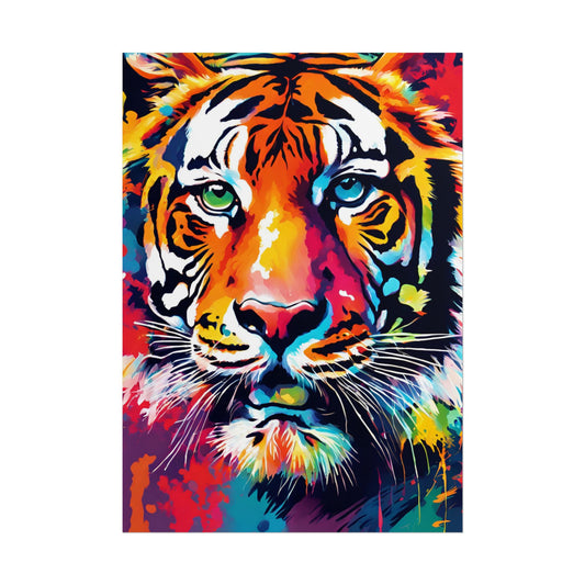 Multicolored Tiger 4 Matte Vertical Poster