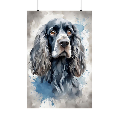 Dogs Barney Blue Roan Cocker Spaniel 03 Matte Vertical Poster
