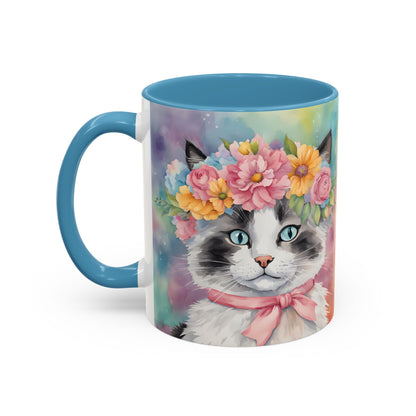 Floral Rag Doll Cat 04 Accent Coffee Mug - 11oz Perfect for Cat Lovers & Gifts