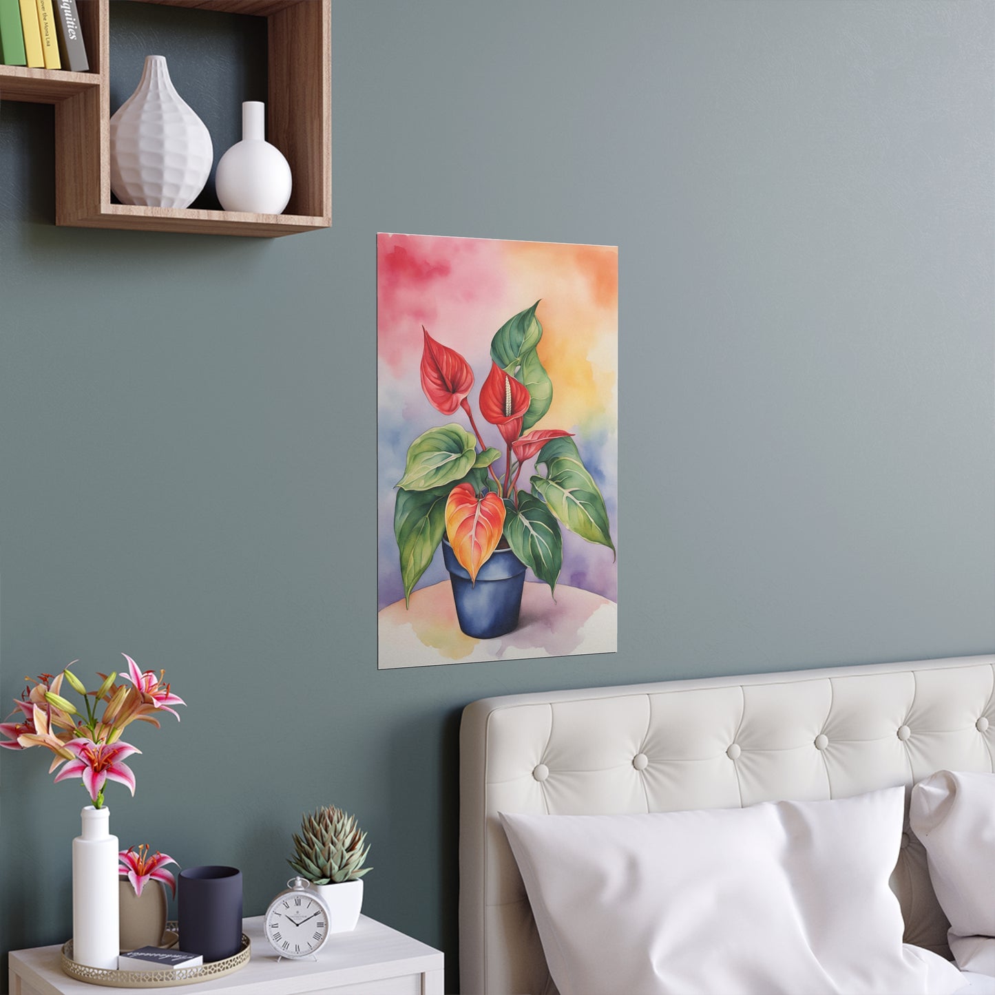 Multicolored Pot Plant 6 Indoor and Outdoor Silk Poster