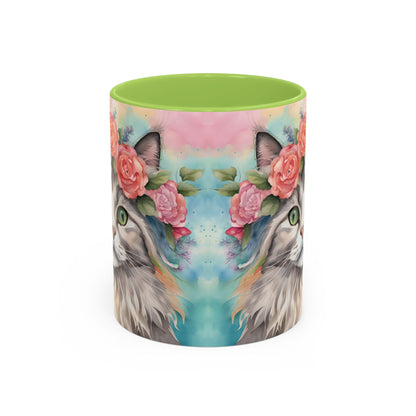 Floral Rag Doll Cat 03 Accent Coffee Mug - 11oz Perfect for Cat Lovers & Gifts