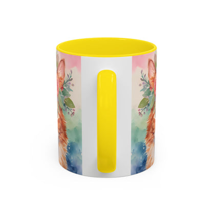 Floral Ginger Cat 01 Accent Coffee Mug - 11oz Perfect for Cat Lovers & Gifts