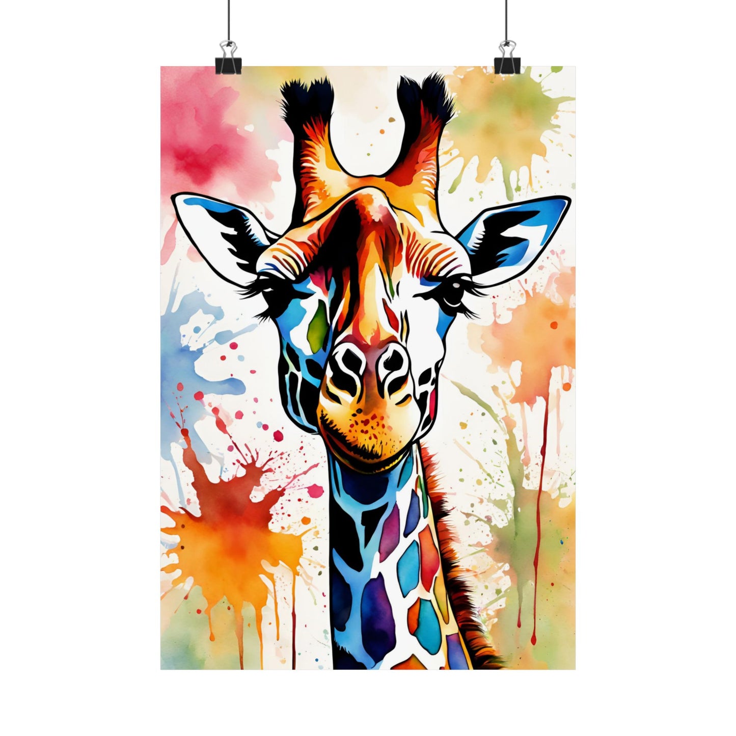 Multicolored Giraffe 03 Matte Vertical Poster