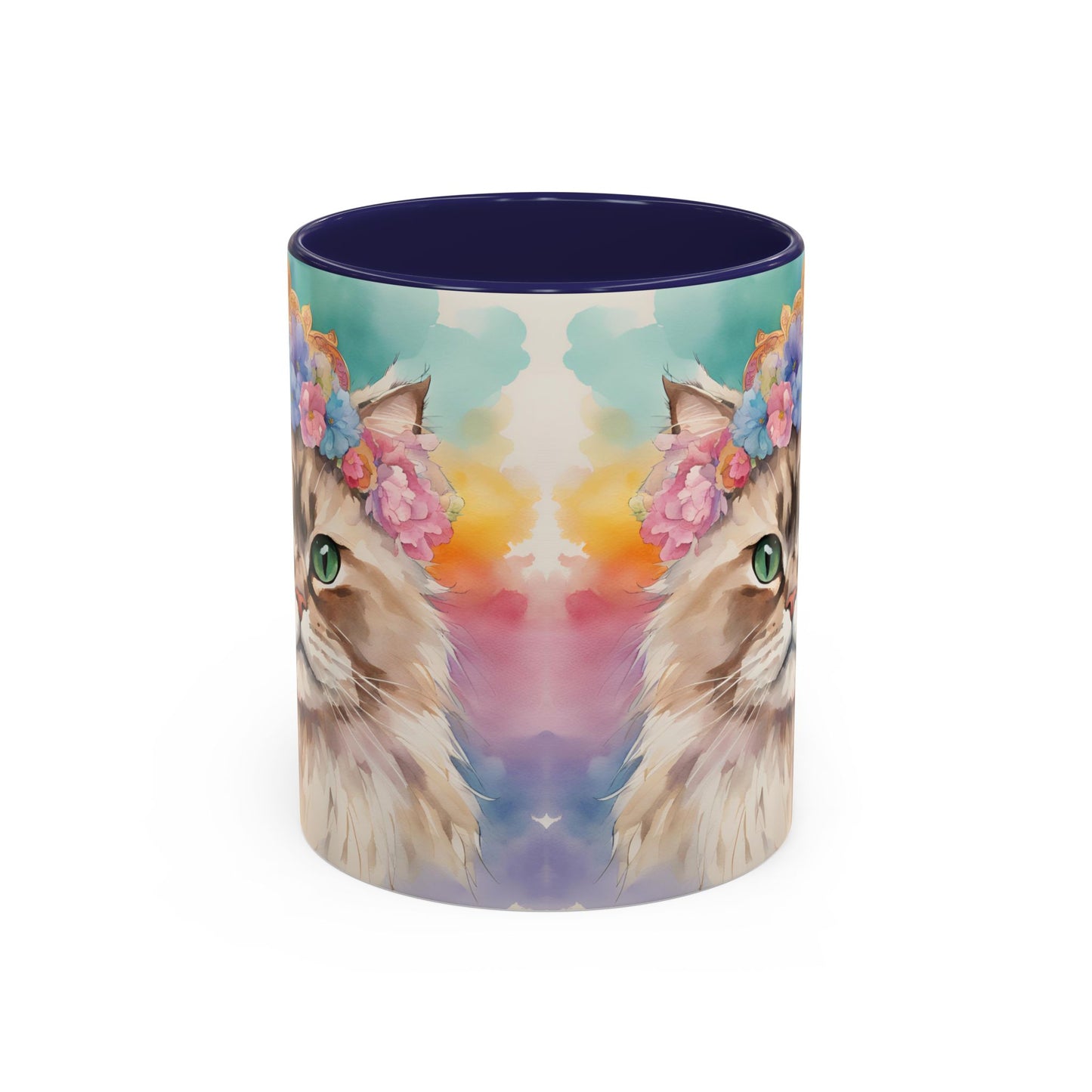 Floral Siamese Cat 02 Accent Coffee Mug - 11oz Perfect for Cat Lovers & Gifts