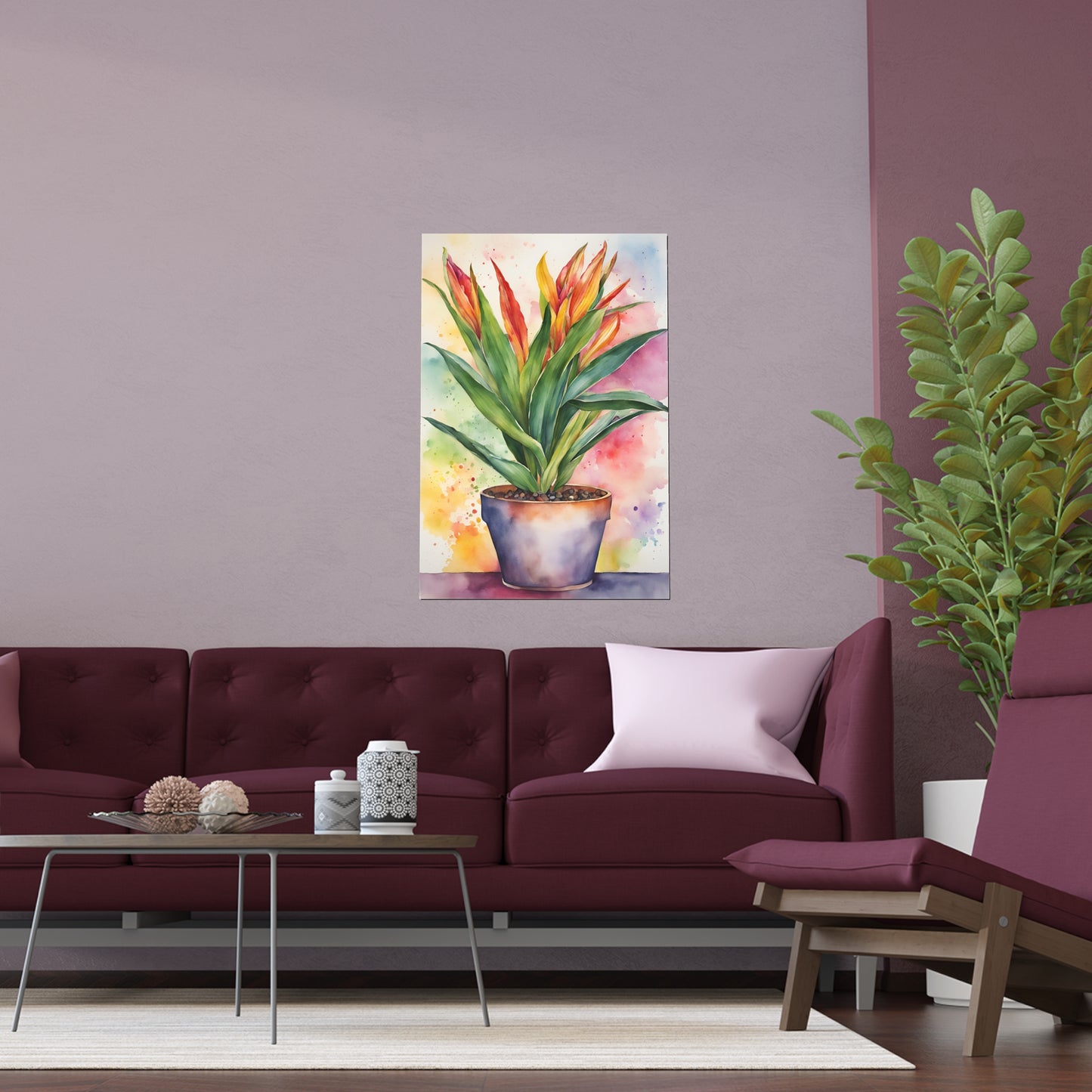 Multicolored Pot Plant 2 Indoor and Outdoor Silk Poster