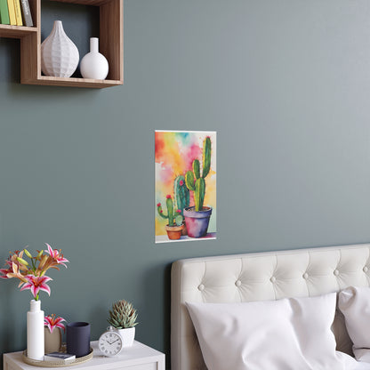 Multicolored Cactus 5 Indoor and Outdoor Silk Poster