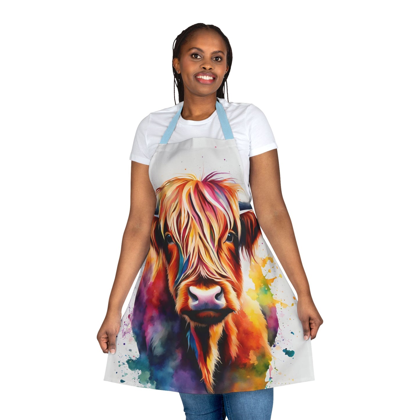 Multicolored Highland Cow Adult Apron (AOP)