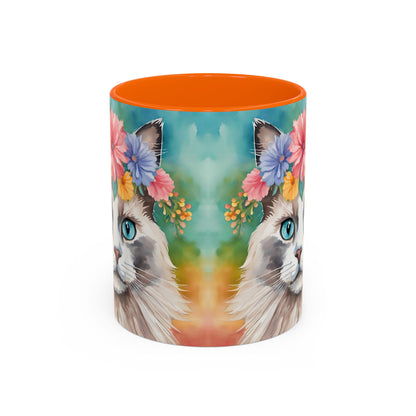 Floral Rag Doll Cat 01 Accent Coffee Mug - 11oz Perfect for Cat Lovers & Gifts