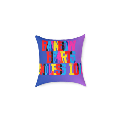 Rainbow Hearts Endless Love Poly Pillow