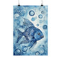 Abstract fish blue 5 Matte Vertical Posters