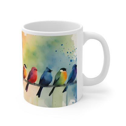 Birdies In A Row 01 Mug - Nature's Beauty Collection