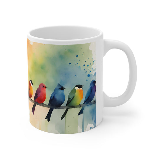 Birdies In A Row 01 Mug - Nature's Beauty Collection