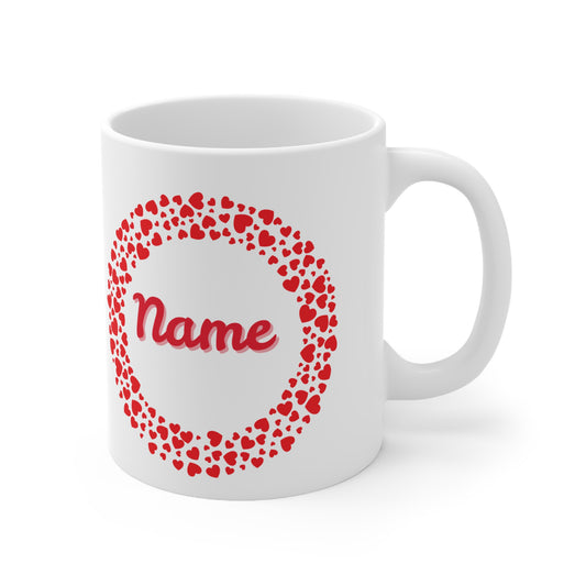 (Personizable) Hearts Valentines Mug Ceramic 11oz