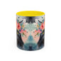 Floral Black Cat 03 Accent Coffee Mug - 11oz Perfect for Cat Lovers & Gifts