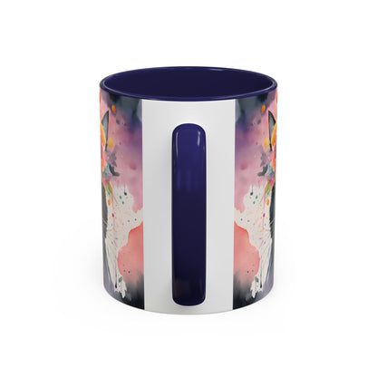 Floral Black Cat 03 Accent Coffee Mug - 11oz Perfect for Cat Lovers & Gifts