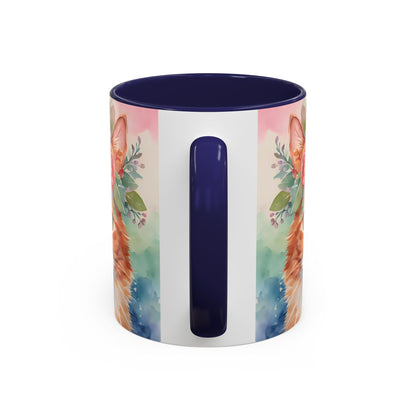 Floral Ginger Cat 01 Accent Coffee Mug - 11oz Perfect for Cat Lovers & Gifts