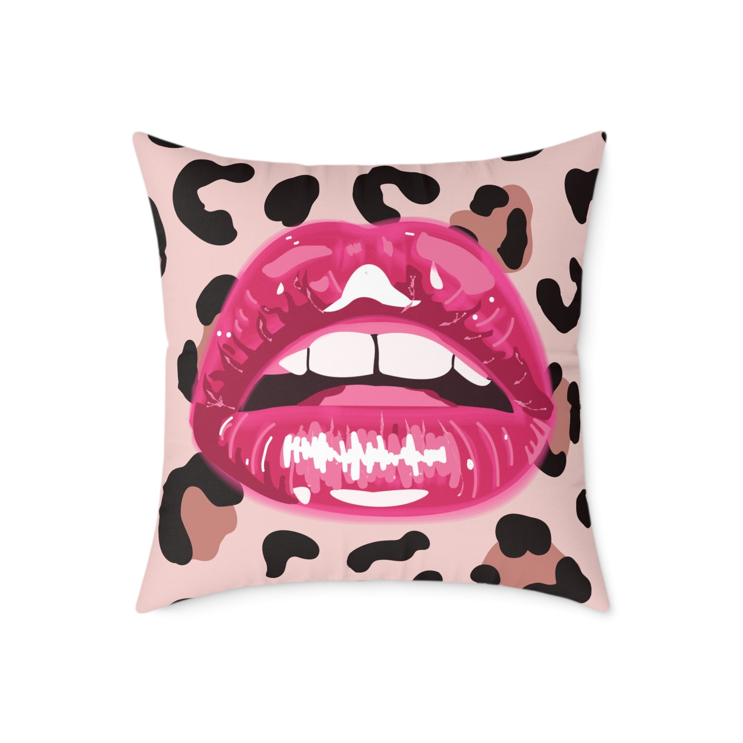Cheetah Lips Poly Pillow