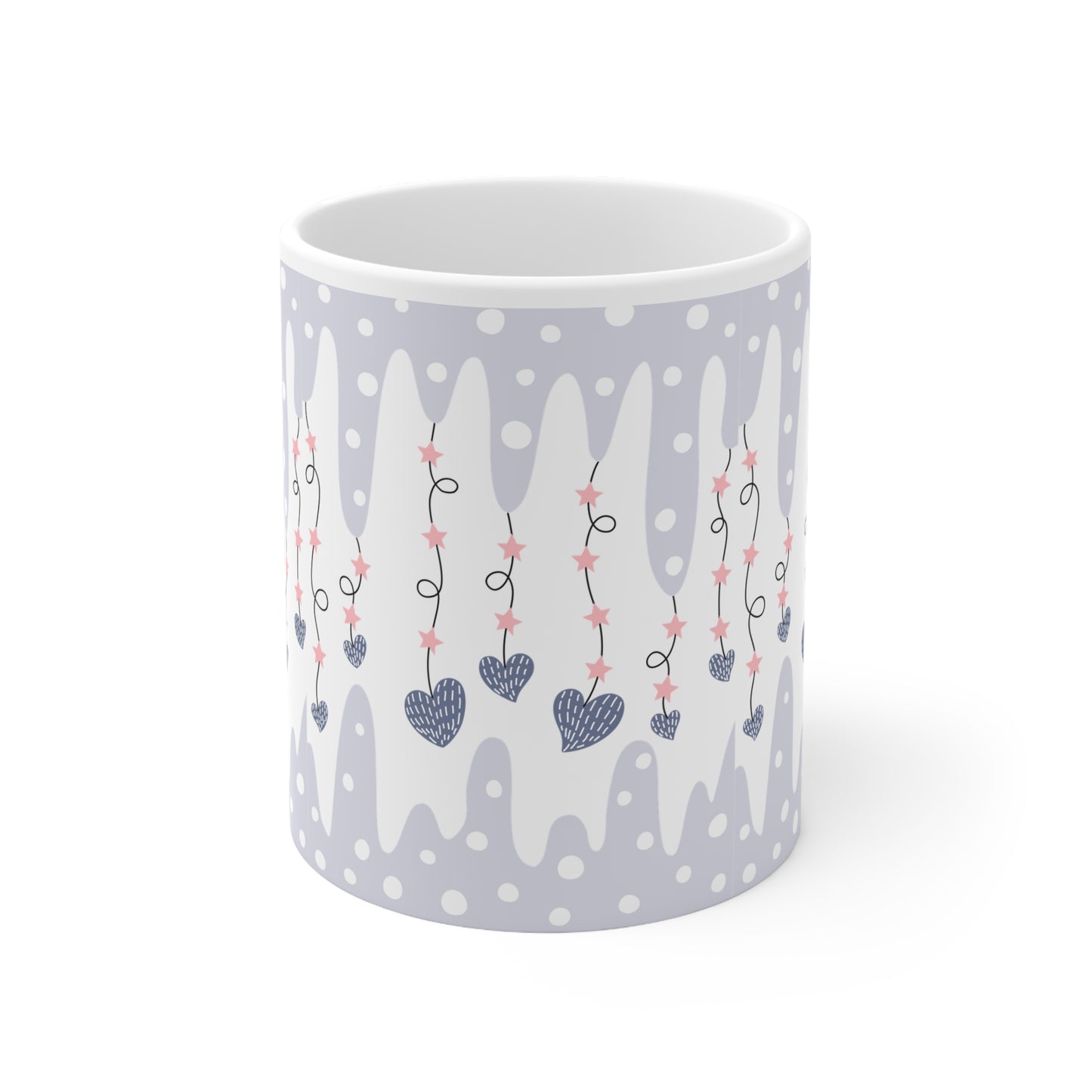 Icicle Hearts Blue Valentines Mug Ceramic 11oz