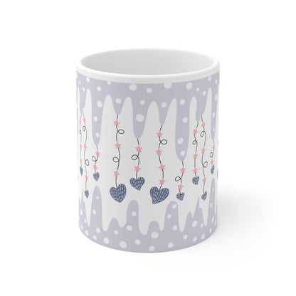 Icicle Hearts Blue Valentines Mug Ceramic 11oz