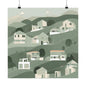 On The Hillside Green 4 Matte Square Posters