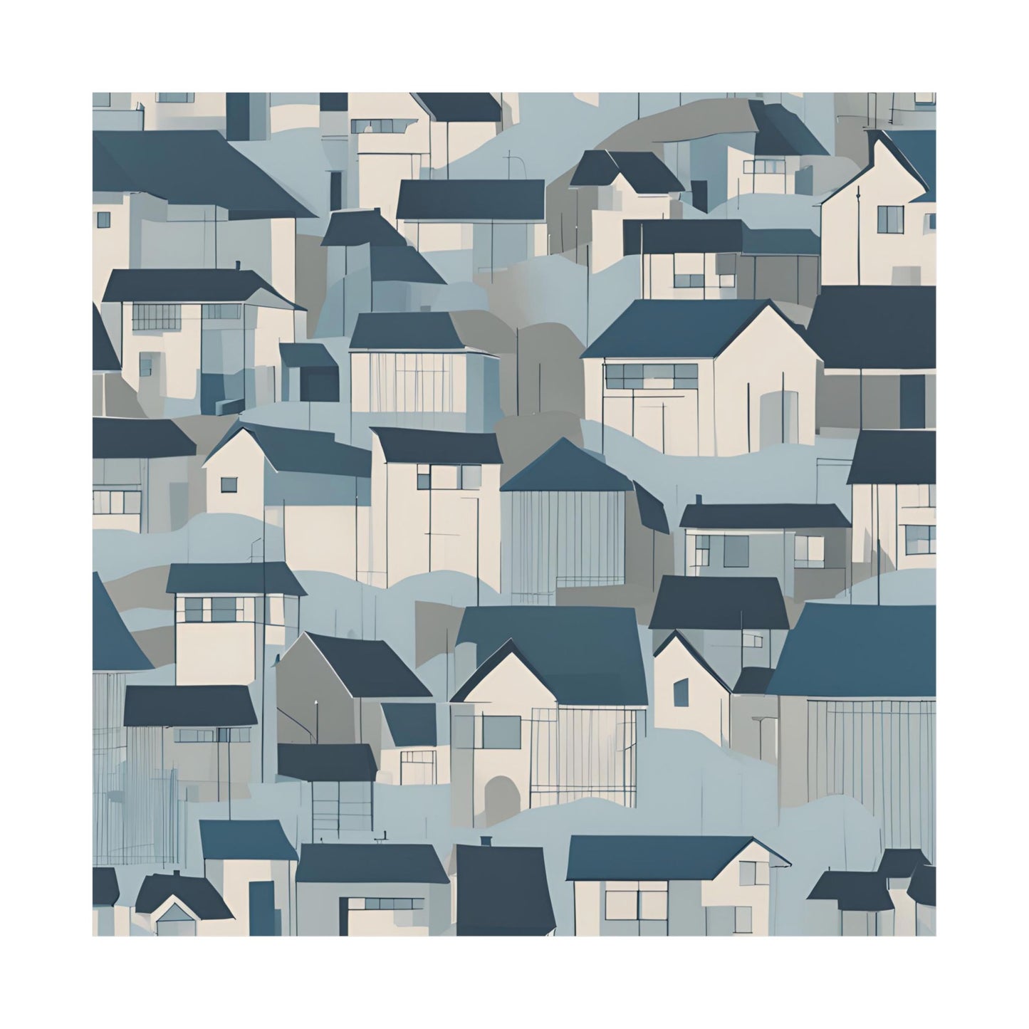 On The Hillside Blue 4 Matte Square Posters