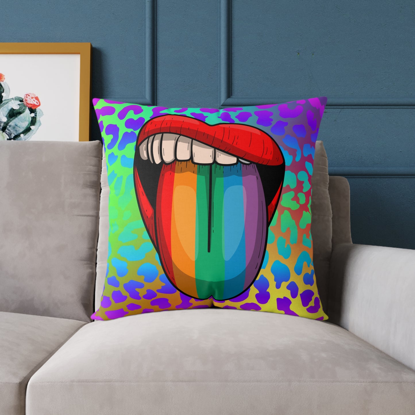 Rainbow Lips Poly Pillow