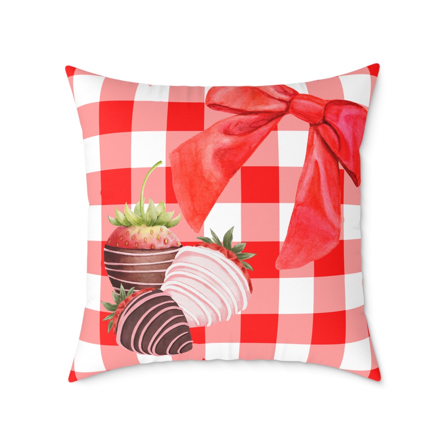 Valentine Chocolate Covered Strawberries 1 Poly Pillow