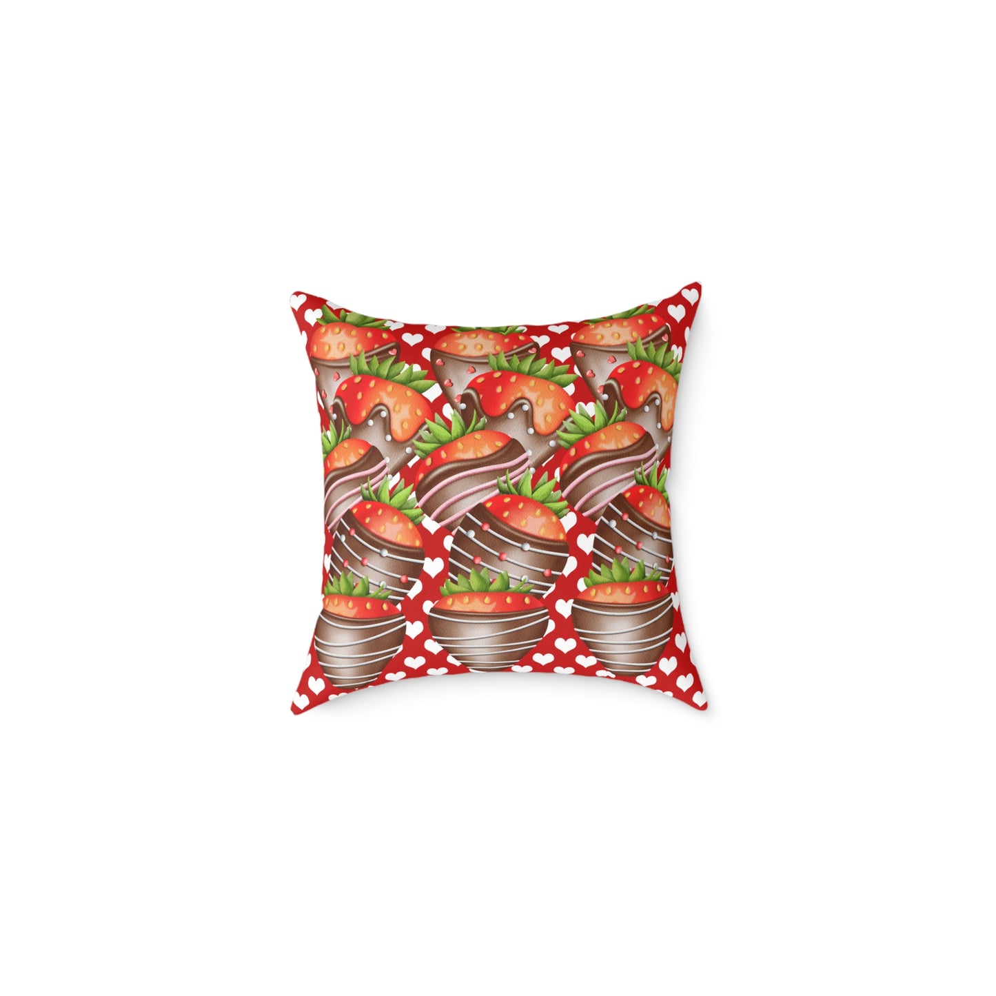 Valentine Chocolate Covered Strawberries 2 Poly Pillow